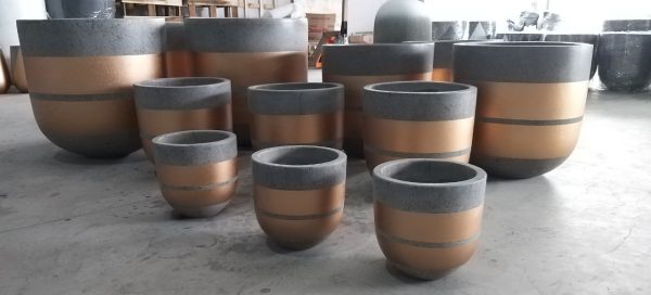 Egg Concrete Planter Golden Gray